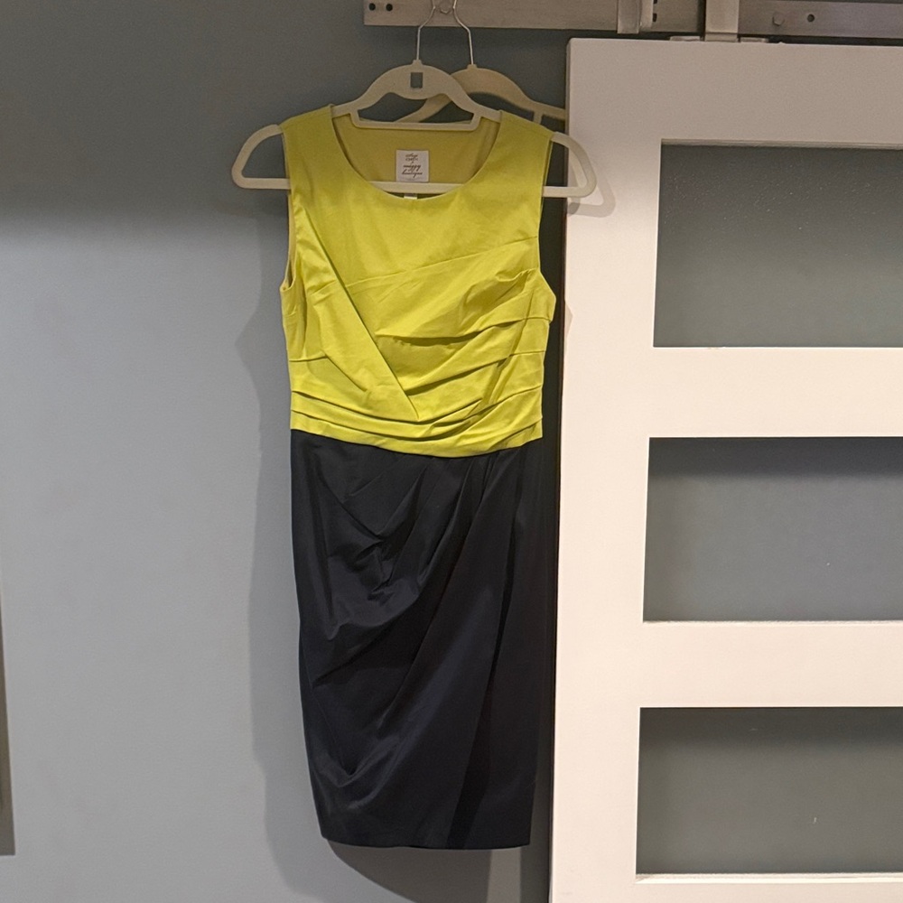 Suzi Chin for Maggy Boutique Chartreuse and Black Midi Dress